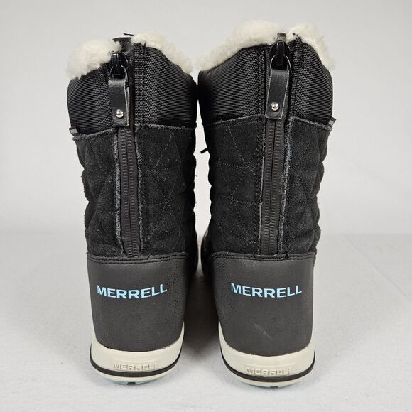 Merrell Heidi Waterproof Suede Sherpa Womens Snow Boot Winter Black 5 Size 36 - Picture 4 of 16